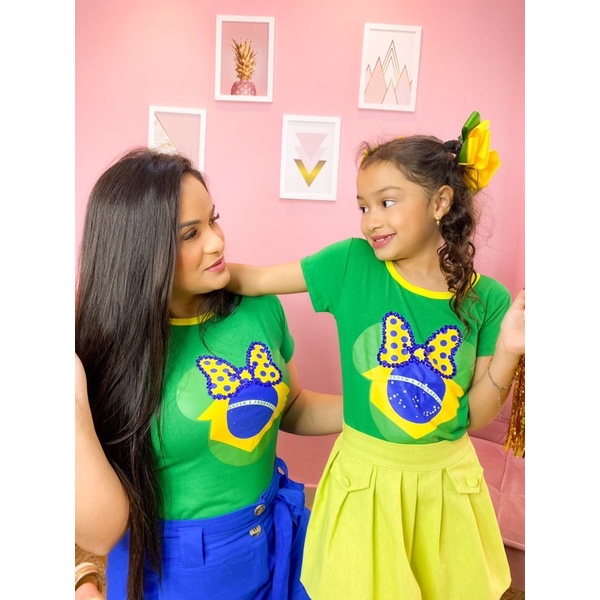 Blusa do Brasil infatil menina femenina da mine  bordada com pedrarias