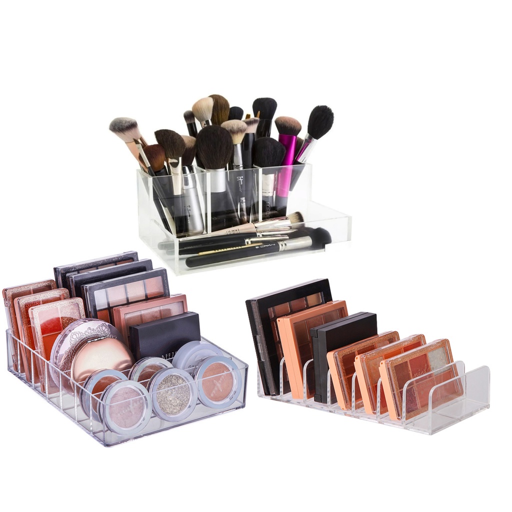 Kit Organizador de Maquiagem Porta Paleta Sombra Blush Pincel Batom Acrílico