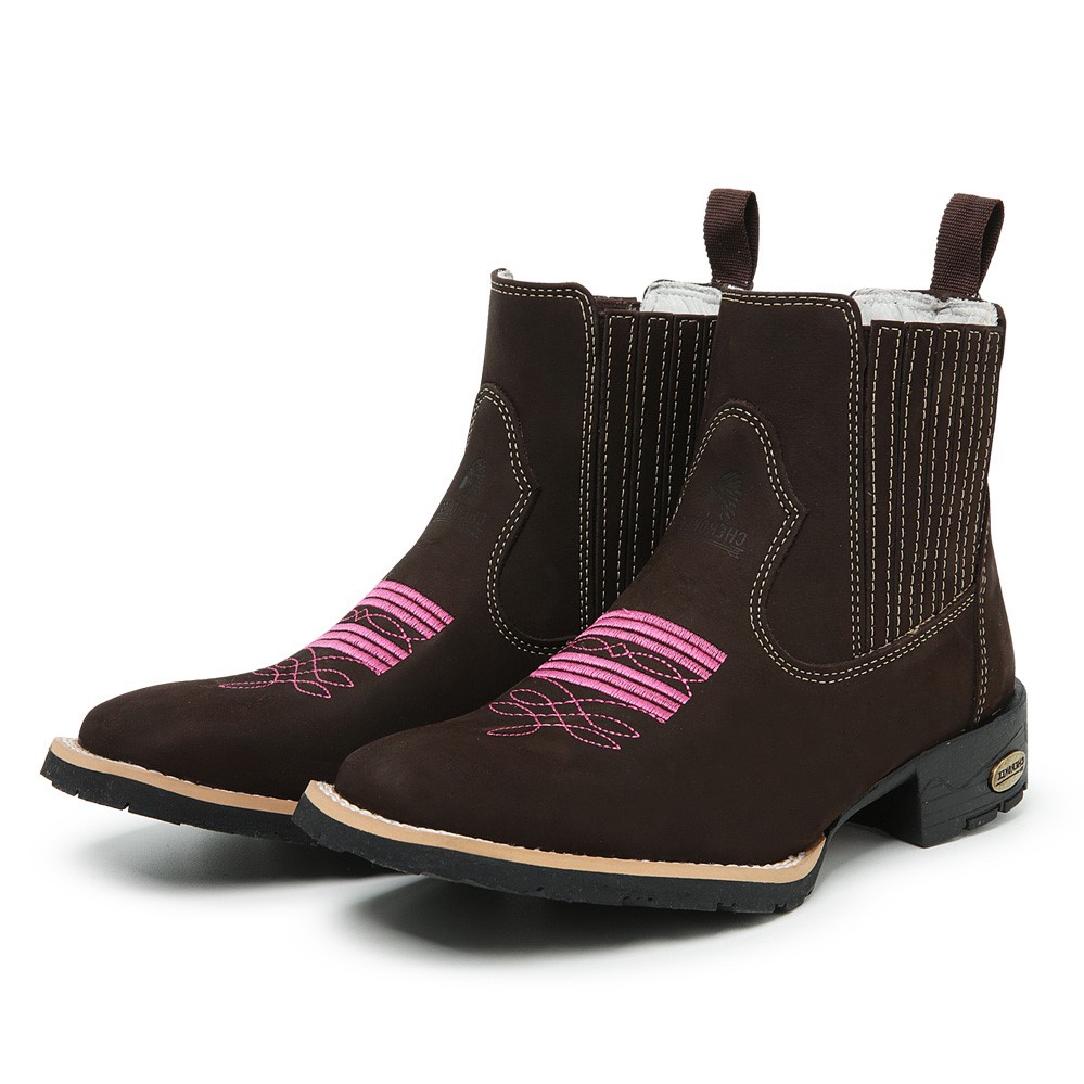 Botina Feminina Bota Country Texana Cano Curto Couro Bordado Estilo ...
