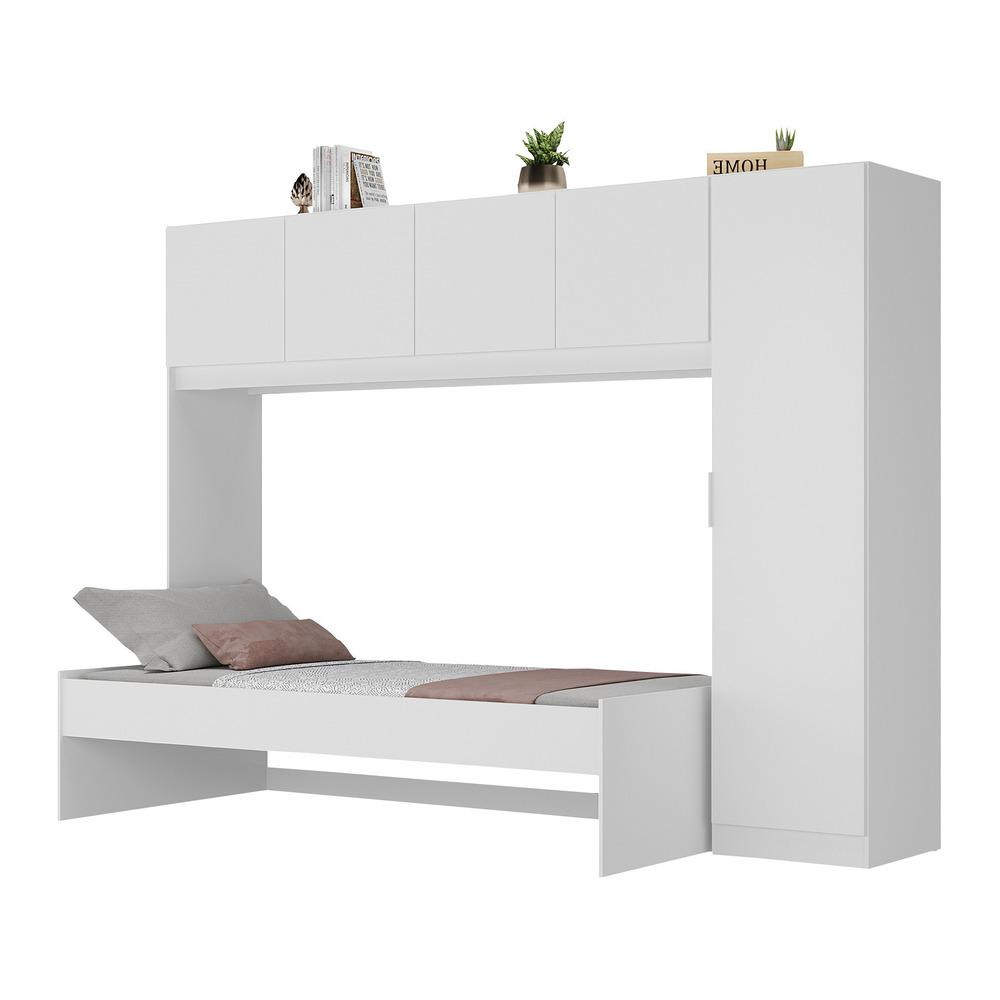 Cama de Solteiro com Guarda Roupa Dublin Multimóveis MP4031 Branca em Oferta na Shopee