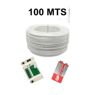Kit 100 Mts De Cabo Rede Cat 5 - Rj45 + Testador Rj45