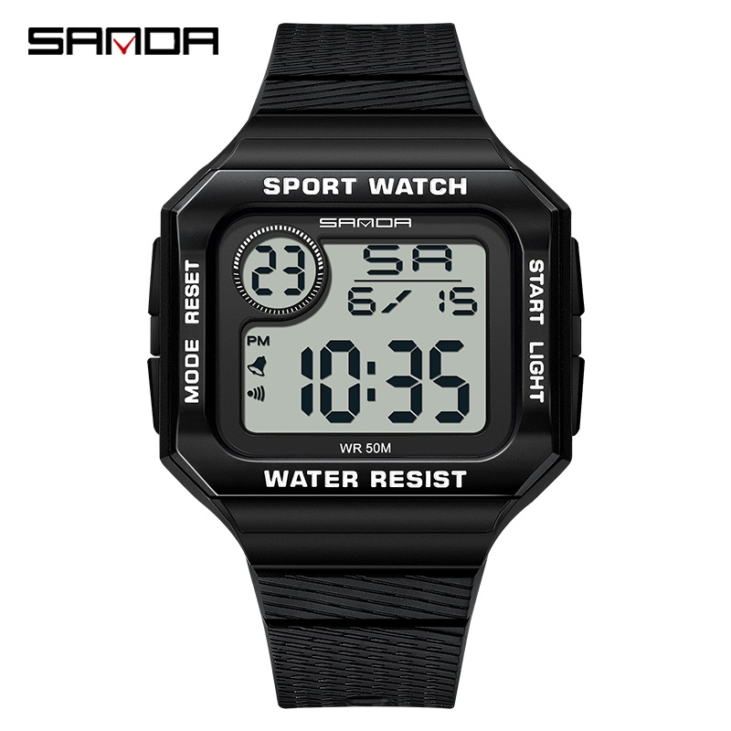 SANDA Quadrado Cronômetro De Tela Grande Moda Luxuoso Casual Impermeável Relógio Homem Presente 2129-9