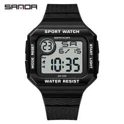 SANDA Quadrado Cronômetro De Tela Grande Moda Luxuoso Casual Impermeável Relógio Homem Presente 2129-9