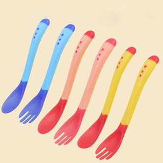 Pequenos Utensílios Para Bebês Toddlers Colheres De Plástico Ferramenta De Alimentação Infantil Sensível Ao Calor Talheres Infantis