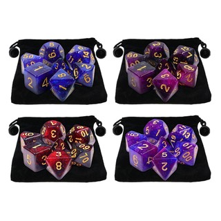 Dados RPG Excelente Conjunto com 7 Dados Aurora Grátis Dice Bag (Bolsinha) D&D DADOS RPG KIT DADOS RPG