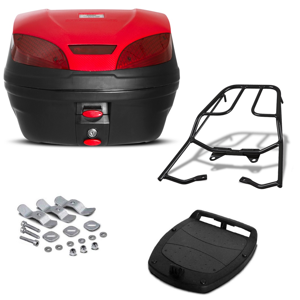 Baú 30 Litros Pro Tork Smartbox 3 + Bagageiro Titan/Fan 150 2014/ Fan 160/ Cg Start 160/16