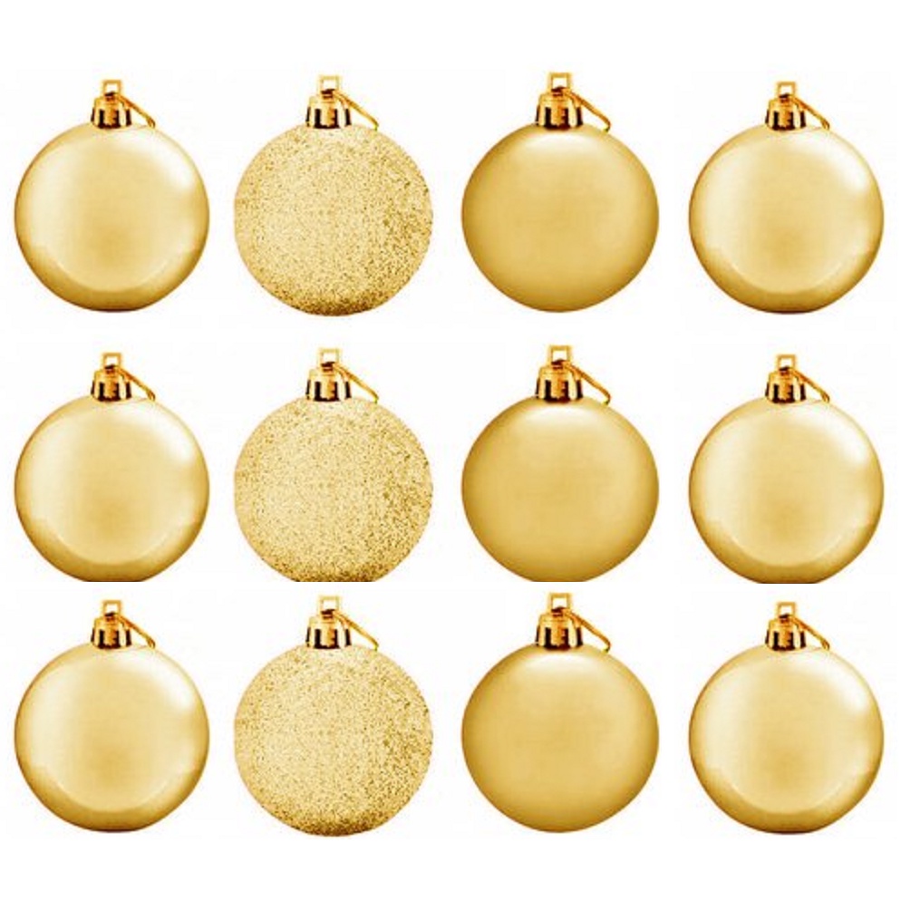 Kit 30 Bolas Arvore Natal Fosca Lisa e Glitter Dourada 3cm | Shopee Brasil