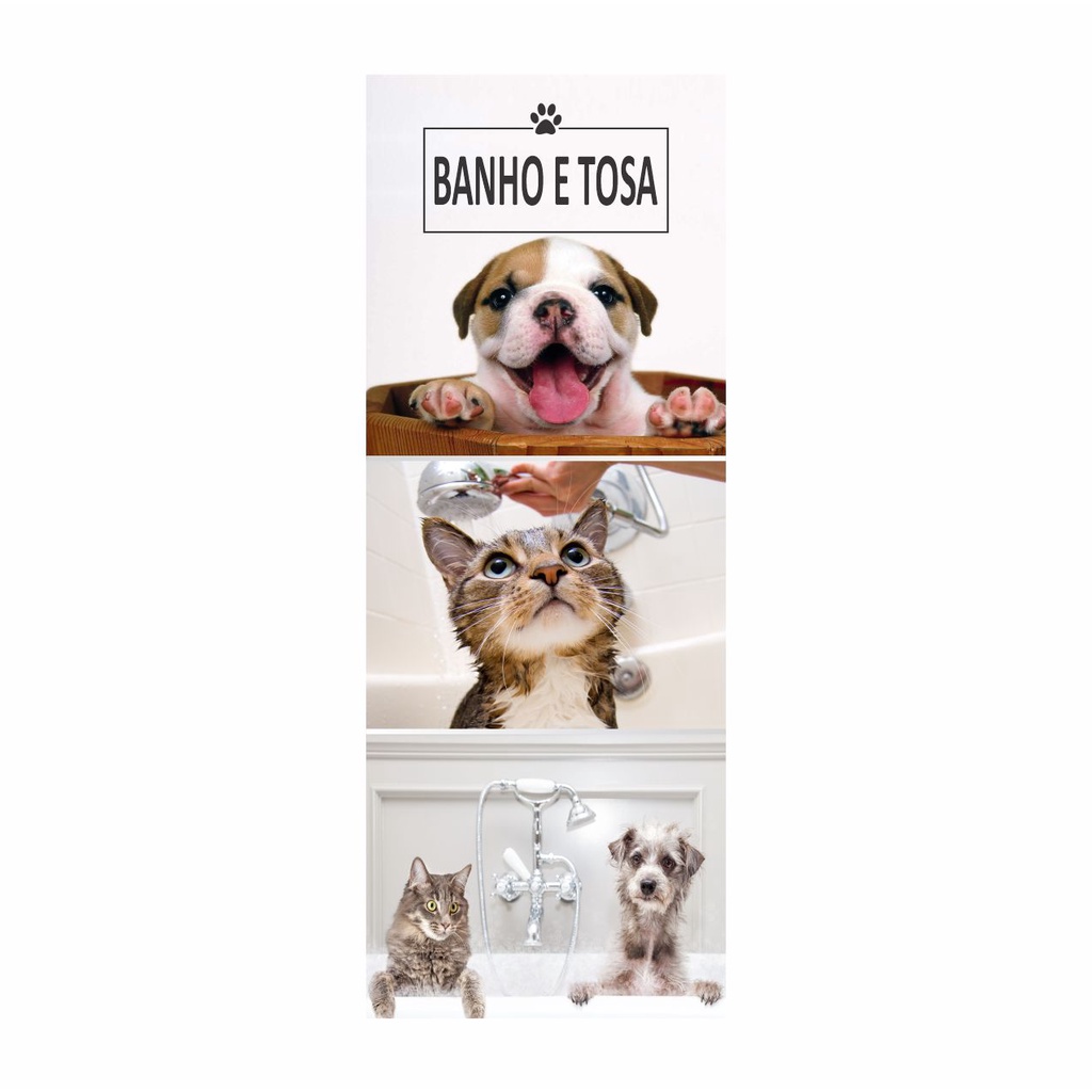 Adesivo Decorativo de Porta Pet Shop Banho e Tosa (cod.ps5) em Oferta na Shopee