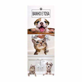 Adesivo Decorativo de Porta Pet Shop Banho e Tosa (cod.ps5) em Oferta na Shopee