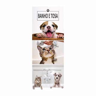 Adesivo Decorativo de Porta Pet Shop Banho e Tosa (cod.ps5)