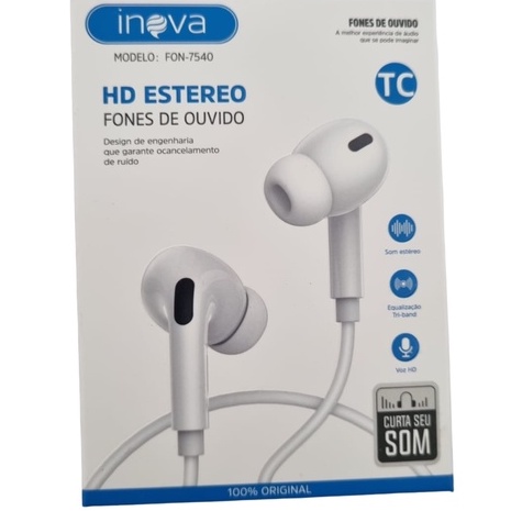Fone de Ouvido Intra - Auricular Tipo - C Som Stereo Cancelamento de Ruído FON - 7540 em Oferta na Shopee