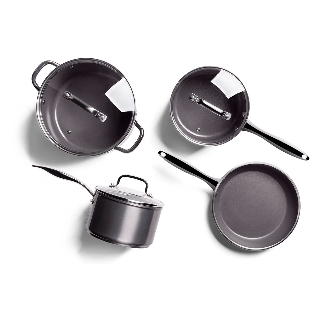 Jogo de Panelas com Fundo de Indução Brinox Ceramic Life Unique 4 Peças Cinza em Oferta na Shopee