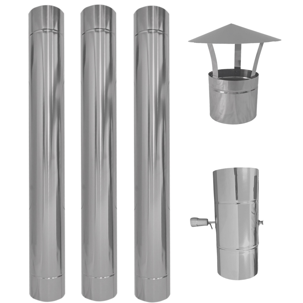 Dutos 5 Pol Inox 304 Registro Damper Chapeu Chines, Lareira