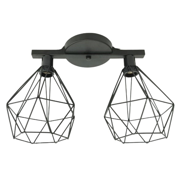 Luminária de Teto - Lustre Plafon Aramado Retro no Trilho para 2 Lâmpadas