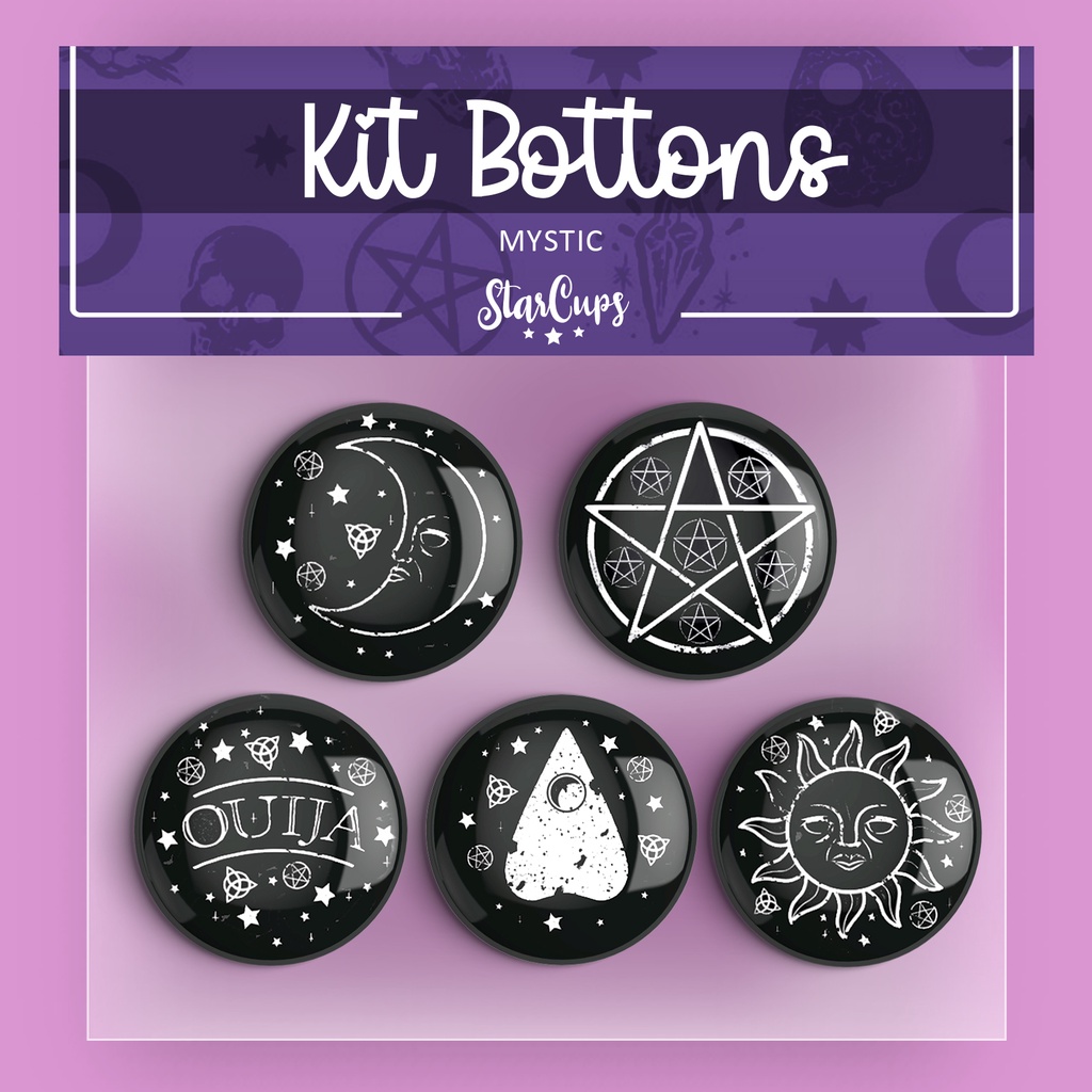 Kit Bottons Místicos Ouija - 5 Unidades em Oferta na Shopee