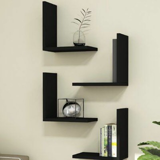 Kit 4 Prateleiras L Decoração Sala Escritório Quarto Bebê Preto Branco em Oferta na Shopee