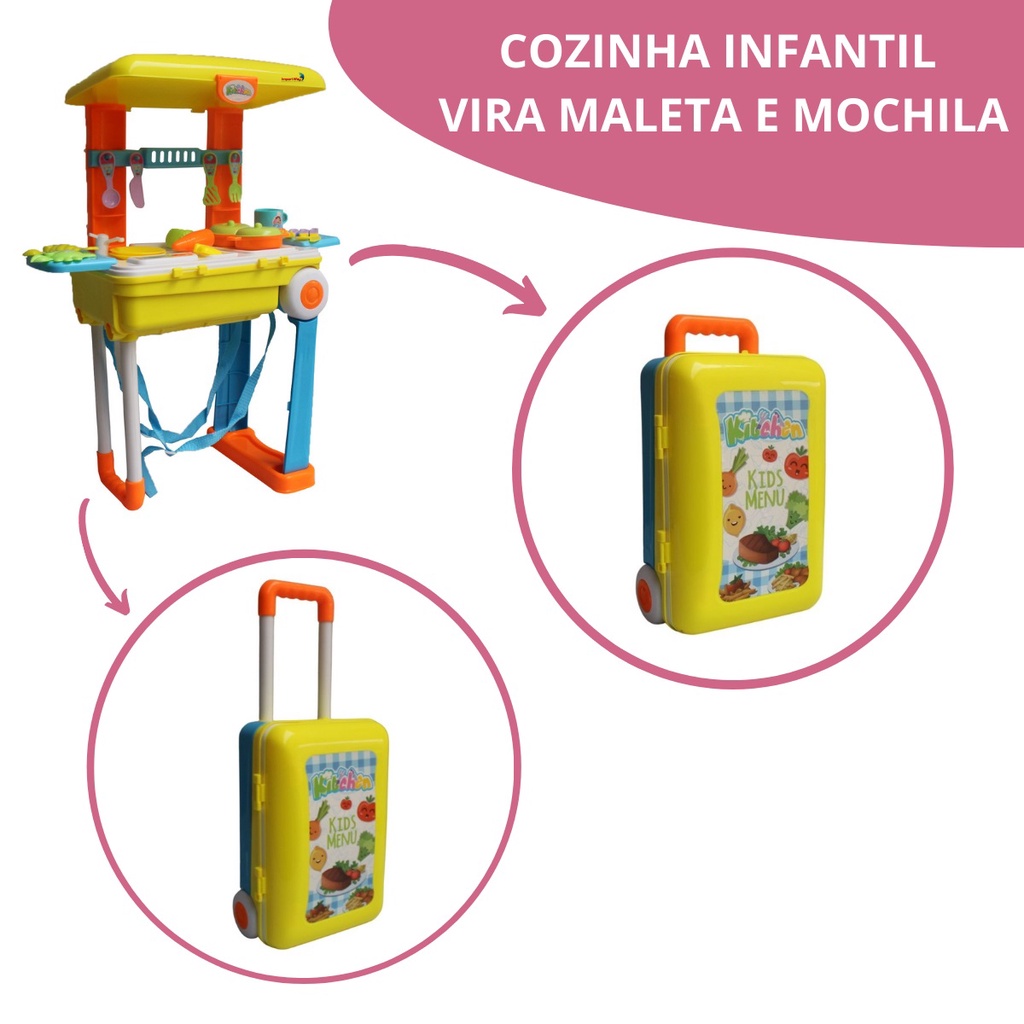 Kit Cozinha Vira Maleta Infantil 3x1 C/ Rodinha Mini Chef · foto 2