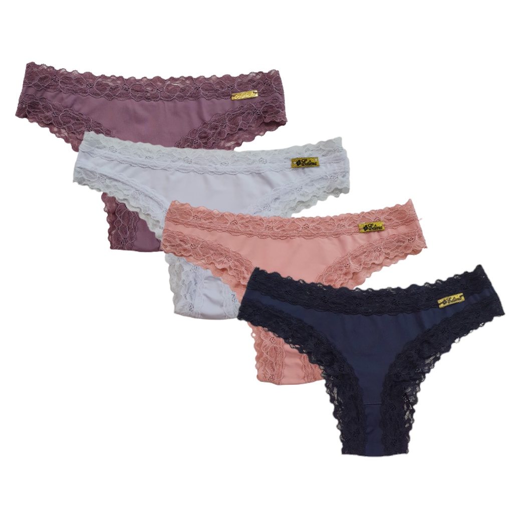Kit 4 Calcinha Renda Conforto Alta Qualidade em Microfibra Lingerie Moda Feminina em Oferta na Shopee