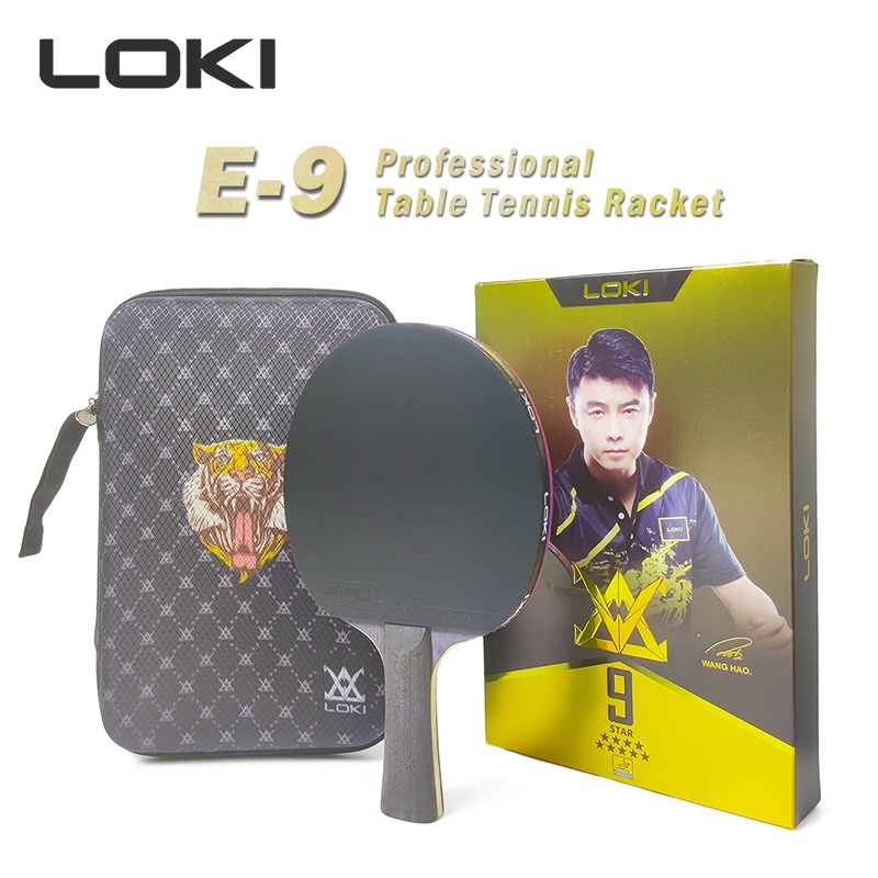Loki 9 Star Ping Pong Profissional Com Bolsa E Caixa , Attack-Loop Alto Pegajoso Raquete De Tênis De Mesa De Carbono Para Rápido