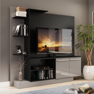 Estante Multimóveis para TV até 55"  Denver FG2473 Preta/Lacca Fumê em Oferta na Shopee