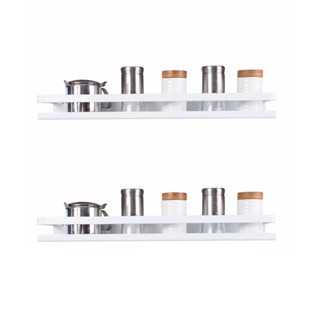 Kit 2 Prateleiras Cozinha Utensílios Temperos Branco 50cm