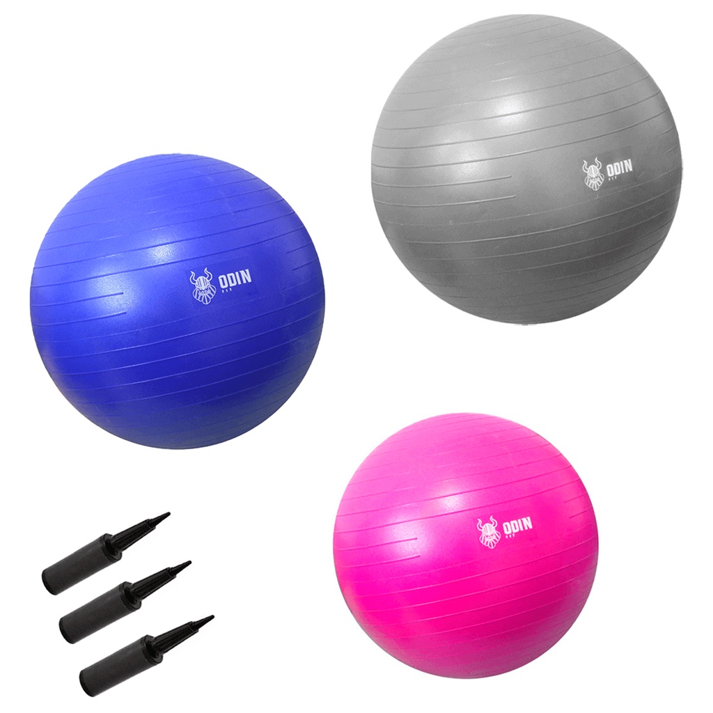 Kit Bola Suíça de Pilates Fisioterapia 55 65 75 cm Odin Fit em Oferta na Shopee