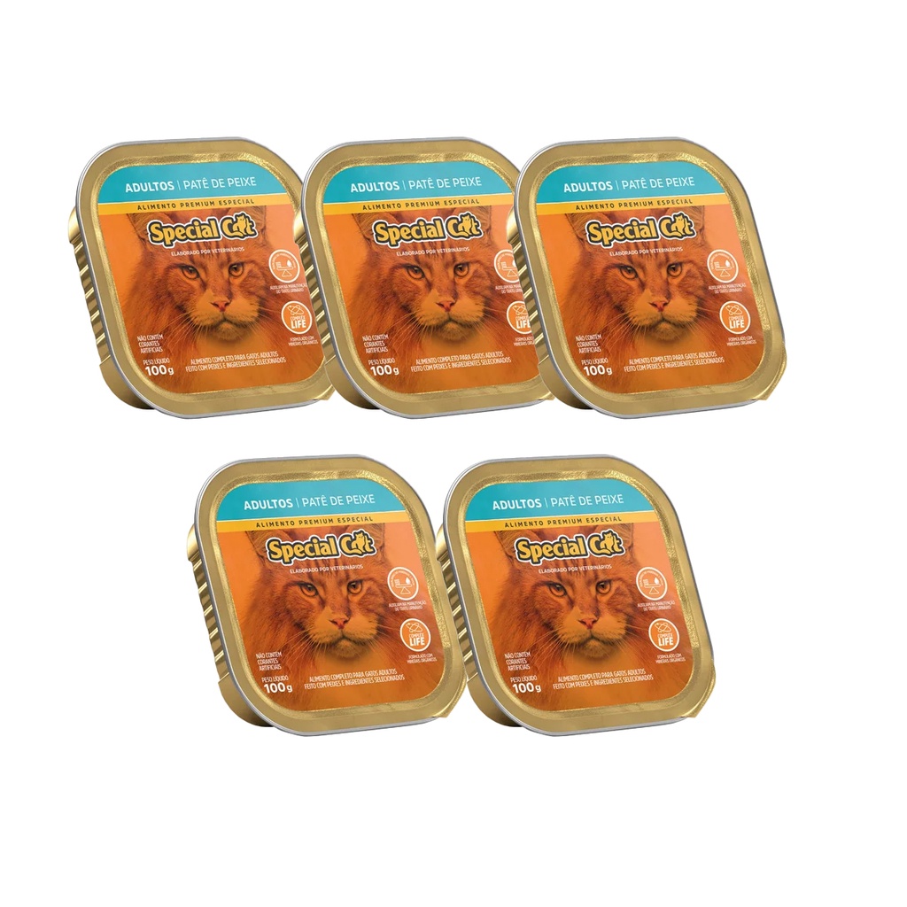 Kit 5 Rações Special Cat Patê Gatos Adultos Peixe 100g em Oferta na Shopee