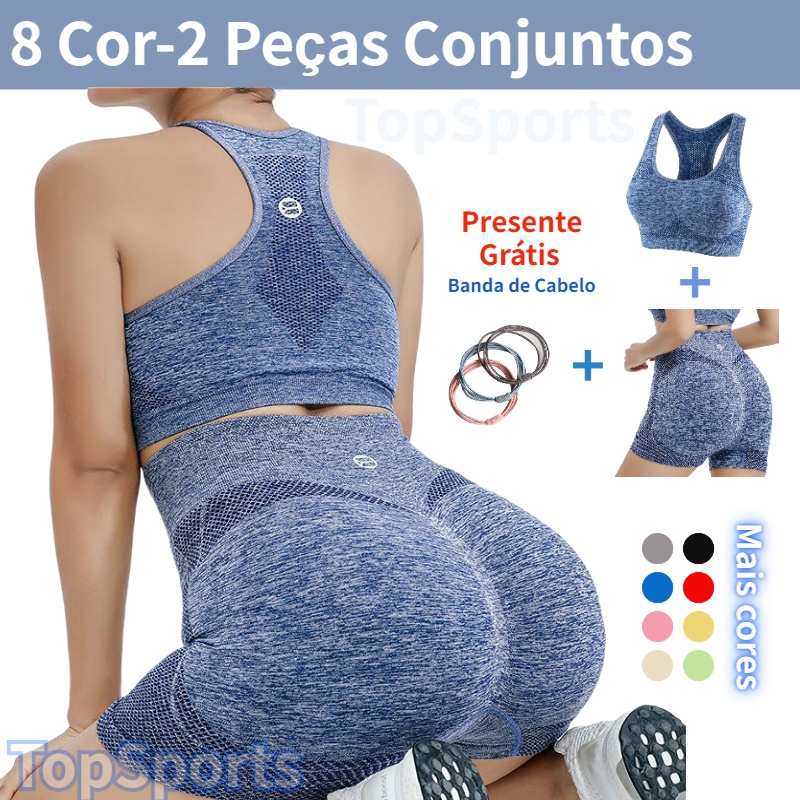 Conjunto Fitness Top + Shorts Kit 2 Peças Roupa de Academia Feminina -  Desconto no Preço