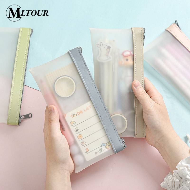 Estojo De Lápis Transparente De Couro TPU Para Meninas Coreana Simples Junior/Material Escolar De Papelaria