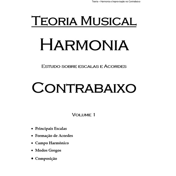 Caderno de Teoria Musical - Escalas e acordes no Contrabaixo