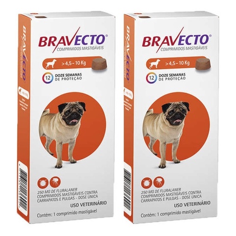 2 Unidades Antipulgas Bravecto De 4,5 - 10 Kg Envio Imediato