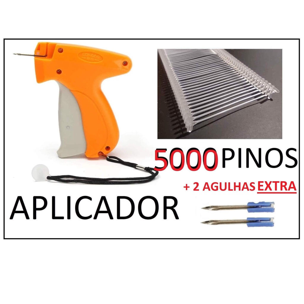 Kit Etiquetadora Aplicador de Etiquetas / Tag + 5000 Pinos Plásticos + 2 Agulha p Roupas e Tecidos em Oferta na Shopee