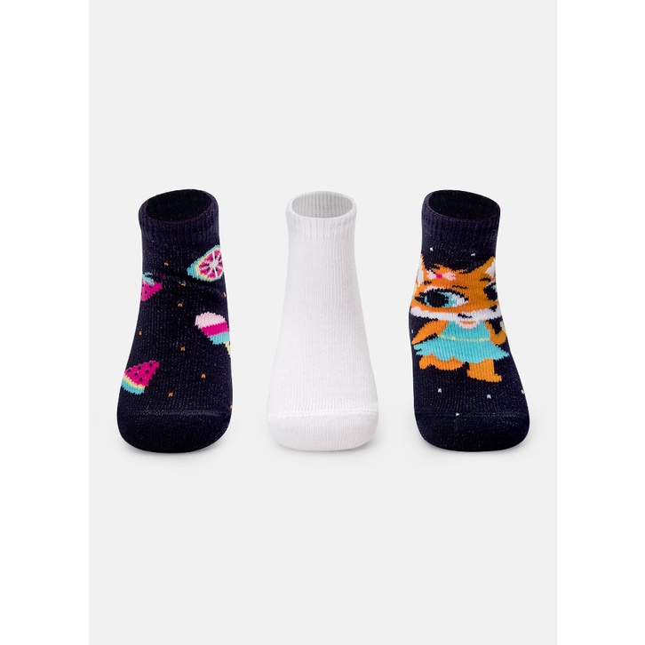 Kit com 3 Meias Soquete Bebê Menina Raposa - Puket