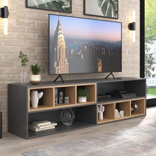 Rack para TV 75" com Nichos Jazz Multimóveis MP1019 Grafite/Rustic