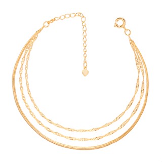 Pulseira Tripla Super Delicada Folheado A Ouro 18k