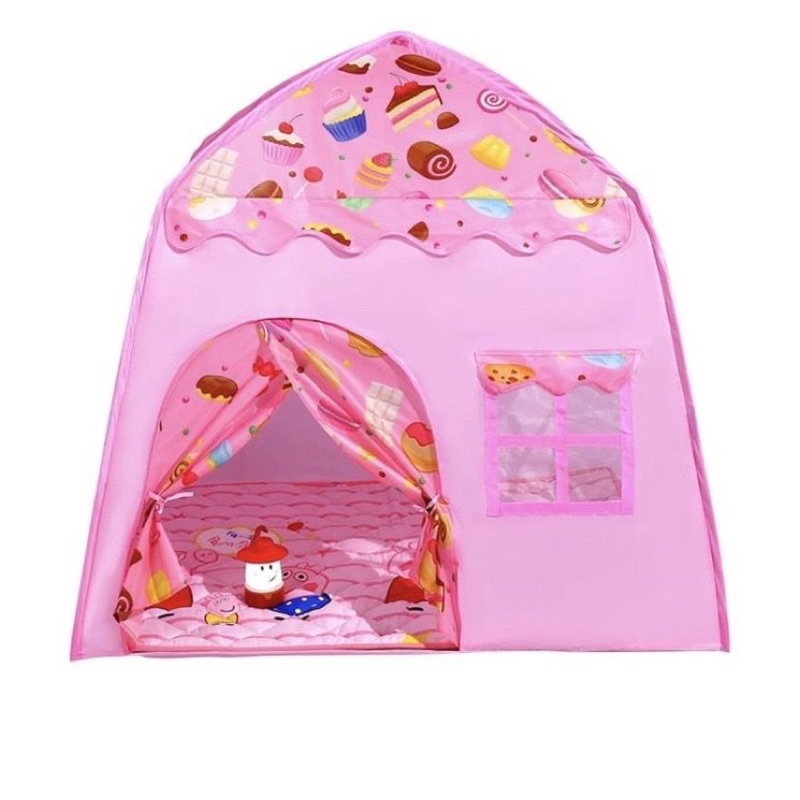 Barraca criança menina tenta casinha sem tapete barraca rosa princesa dobrável cabana infantil castelo azul (DOCINHOS)