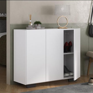 Sapateira 3 Portas Nina Multimóveis MP6019 Branca/Preta em Oferta na Shopee