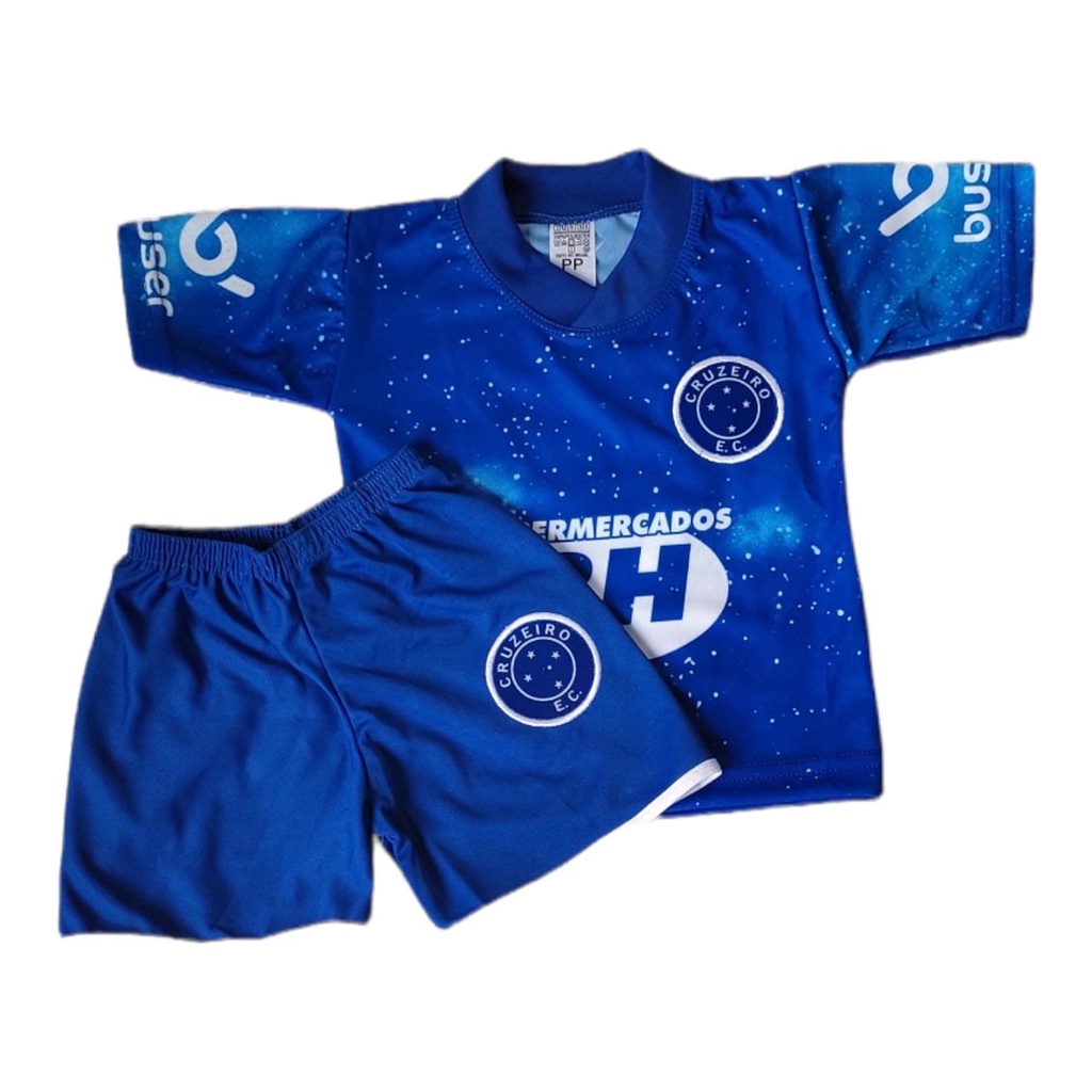 Kit Conjunto Infantil Time Cruzeiro Uniforme Camisa E Short Shopee Brasil