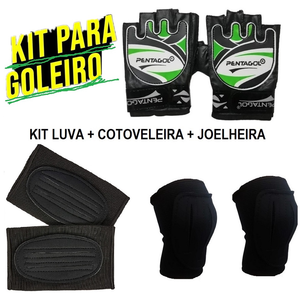 Kit Goleiro Futsal Luva + Cotoveleira + Joelheira C/ Feltro em Oferta na Shopee