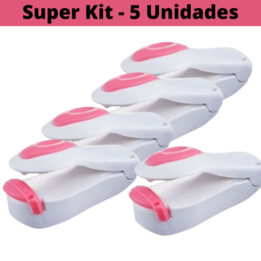 Kit com 5 Mini Seladora De Plastico Para Lacrar Embalagens