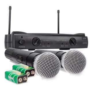 2 Microfones Profissional  Sem Fio + 2 Baterias e cabo P10 Grátis em Oferta na Shopee