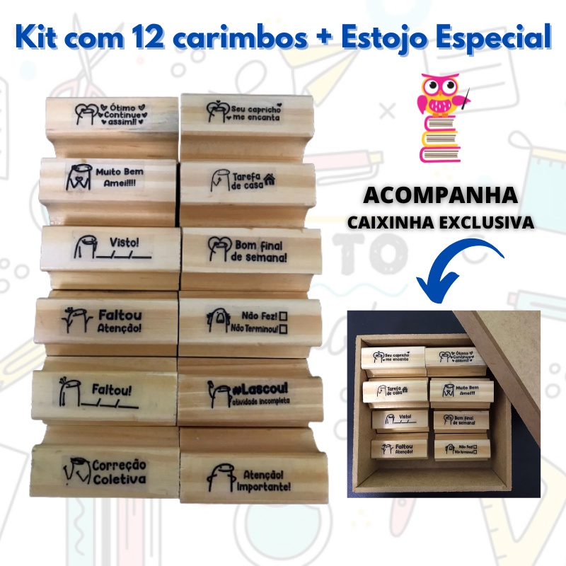 Kit Com 12 Carimbos Pedagógicos Flork Carimbos Flork Shopee Brasil 8965