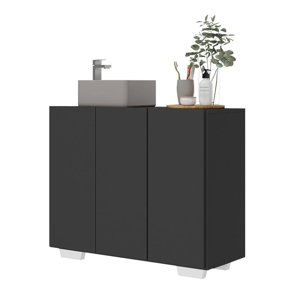 Gabinete Banheiro 3 Portas 90cm Multimóveis MP5031 Preto/Branco em Oferta na Shopee