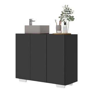 Gabinete Banheiro 3 Portas 90cm Multimóveis MP5031 Preto/Branco em Oferta na Shopee