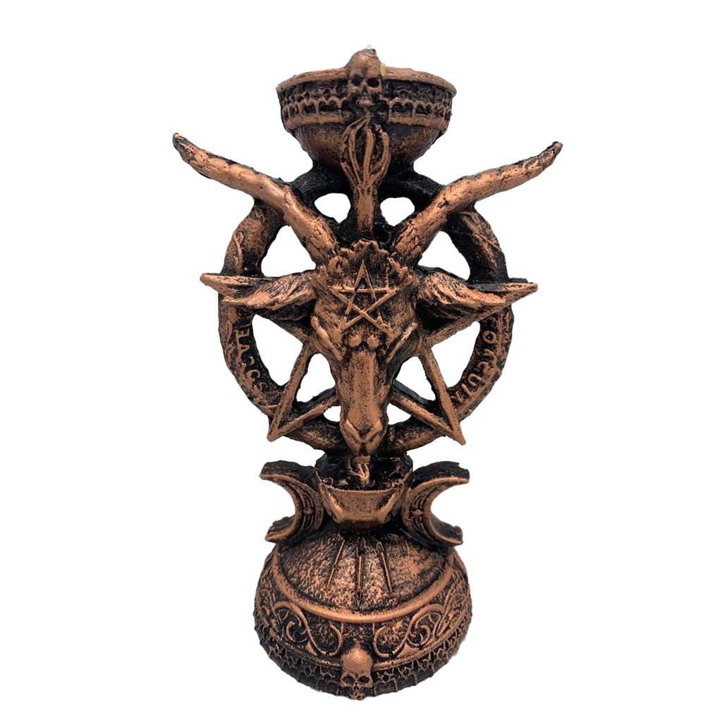 Castiçal Porta Velas Baphomet Baphometh Bafomé Wiccaa BRONZE
