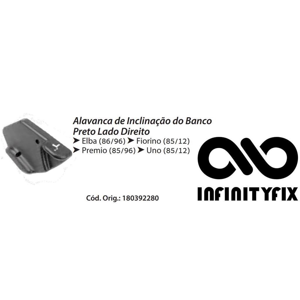 Manopla Bamco de Inclinação do Banco Lado Direito Preto - Fiat Uno Fiat Elba Fiat Fiorino Fiat Premio