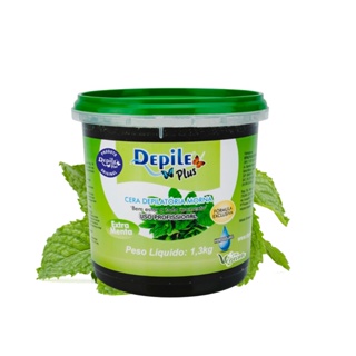 Cera Depilatória Extra Menta Hidrossolúvel Vegana Depile Plus Profissional 1,3kg em Oferta na Shopee