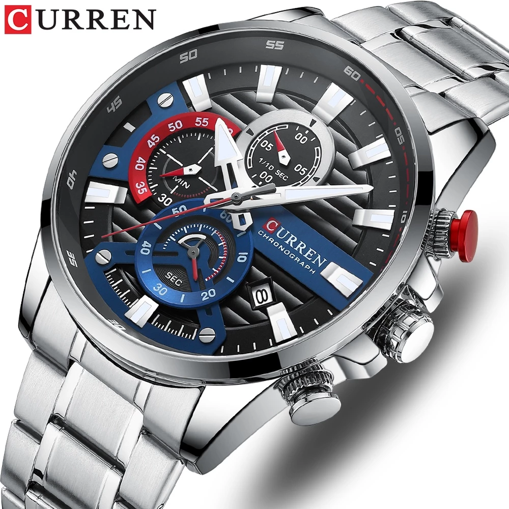 Relógio Masculino Original CURREN De Quartzo De Aço Inoxidável À Prova D'água/Casual/Executivo/Retro/Militar CR15SX