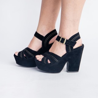 Sandália Feminina Salto Alto Preto Plataforma Blogueira