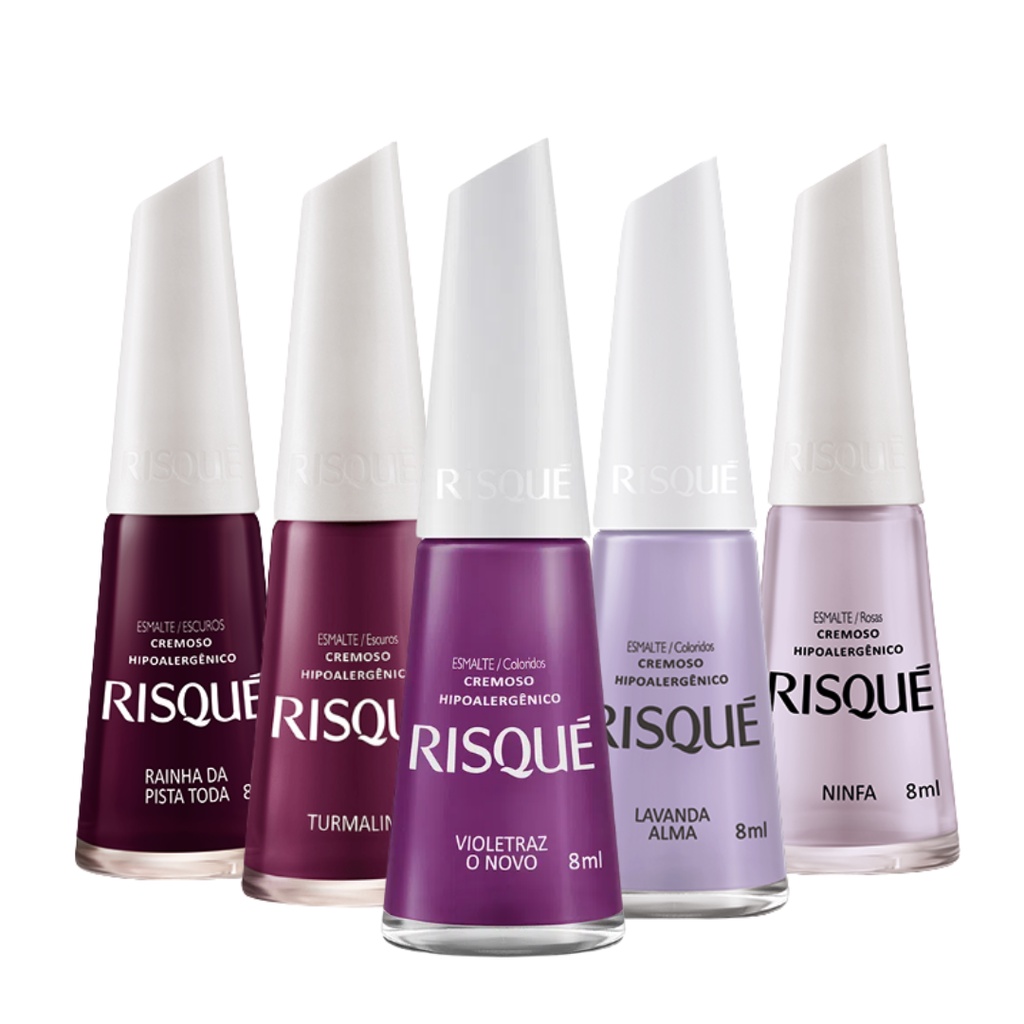 Kit Esmaltes Roxos que Amamos Risque 8ml | Shopee Brasil